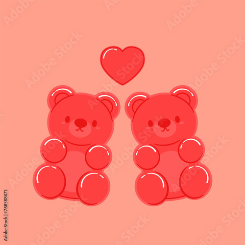 Jelly bears fruit gummy. Character Illustrator vector design.