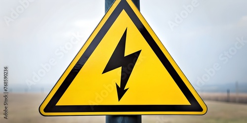 yellow road sign with shock arrow