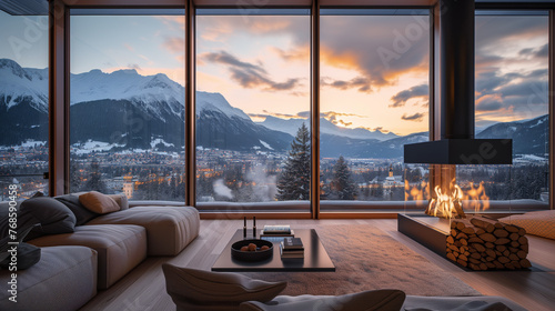 Amazing penthouse with a lot of natural light with winter background