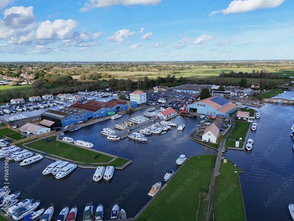 Marina Potter Heigham village Norfolk UK drone,aerial