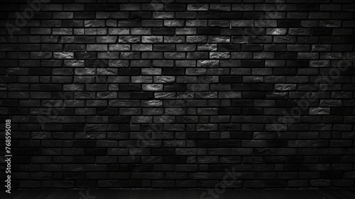 Abstract Black brick wall texture for pattern background. In the style of multiple filter effect, shaped canvas, light black, ceramic, dark tones, photo