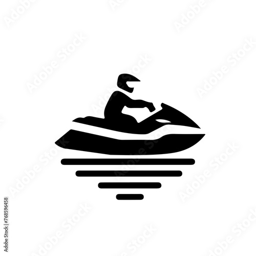 jetski as a simple icon logo vector illustration, isolated on transparent background