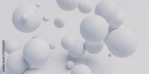 Fototapeta Naklejka Na Ścianę i Meble -  Group of white balls floating in the air 3d render illustration