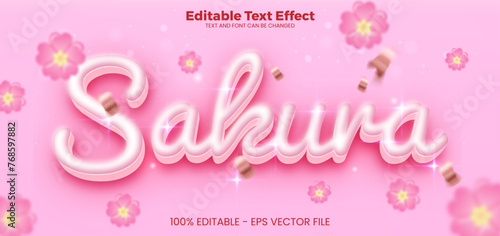 Sakura editable text effect in modern trend style
