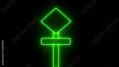 Green traffic sign. Right turn road sign green road symbol. Blank road sign. Highway with cars and traffic in realistic style isolated on black background.