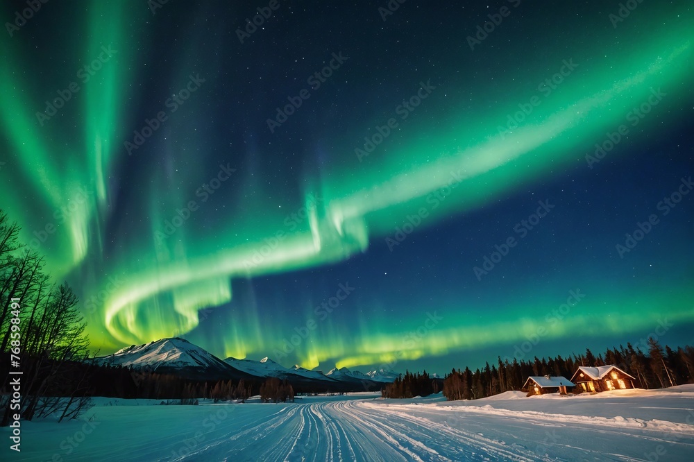 Aurora borealis light up the winter sky