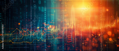 Wallpaper Mural Abstract neon futuristic background for financial market, economic or business, investment trade. Finance, currencies, cryptocurrency mockup. Digital banner. Data analytics. Generative aiAbstract neon Torontodigital.ca