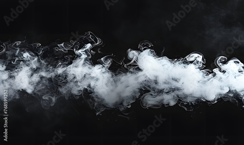 White smoke billowing out of a dark black background, Generative AI  photo