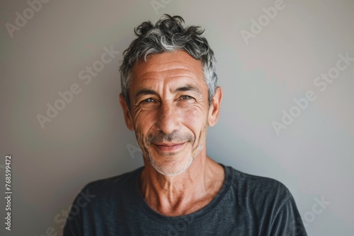 Portrait of a happy senior man with grey hair and beard. © Inigo