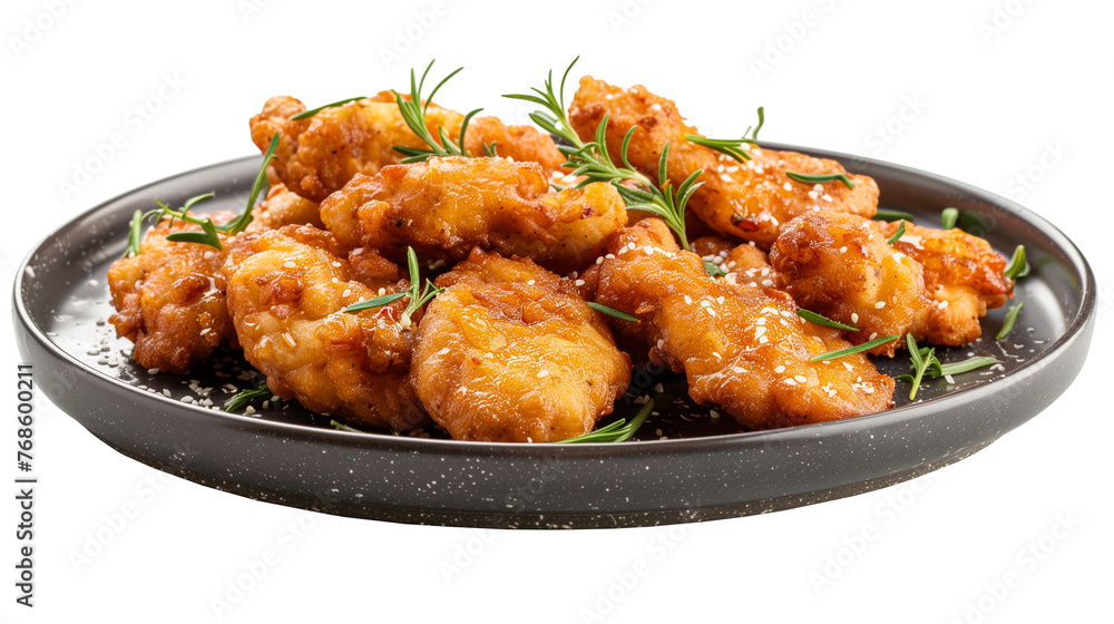 Delicious chicken tenders isolated on white background