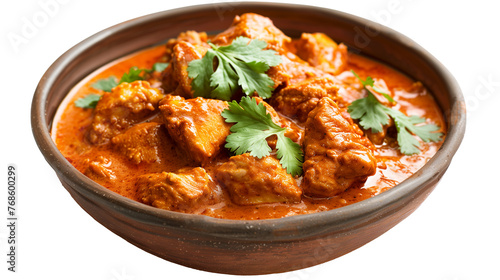 Chicken tikka masala on bowl, white background