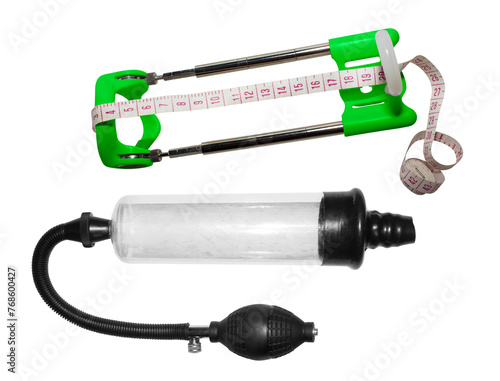 A vacuum pump for penis enlargement.A penis lengthening simulator.Penis enlargement devices. © begun1983