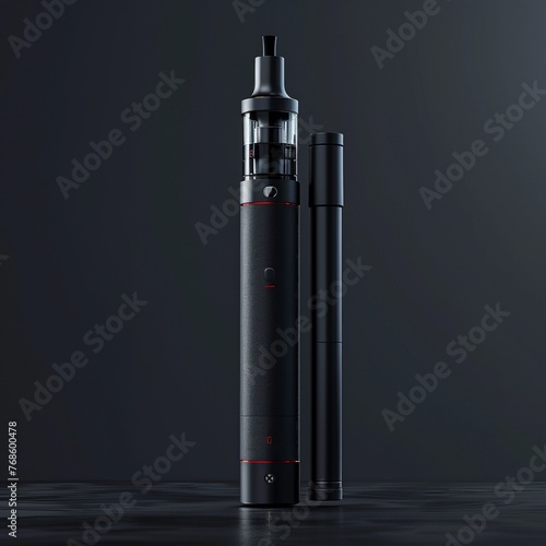 A sleek, cuttingedge ecigarette design featuring a minimalist matte black body with a touchsensitive temperature control panel, catering to the modern vapers preference for style and functionality , 3 photo