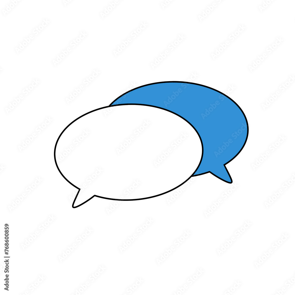 Two blue and white circles with speech bubbles inside