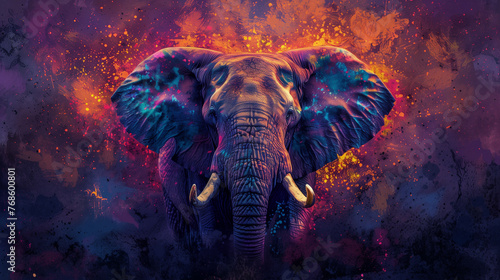 Illustrator of beautiful vibrant elephant