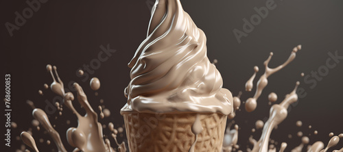splash of vanilla chocolate milk ice cream cone 6