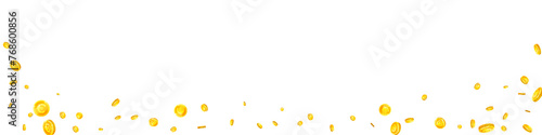 European Union Euro coins falling. Scattered gold
