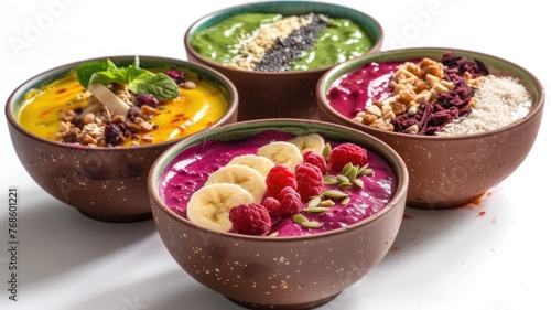 Four Bowls Filled With Different Types of Food