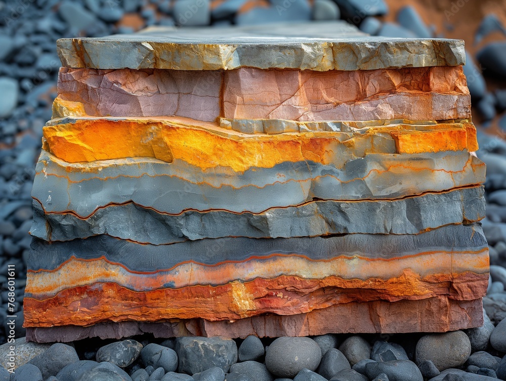 colored geological layers, geological history of the earth, rock layers