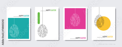 Happy easter design vector brochure cover set