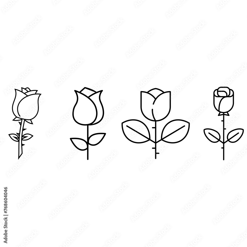 Rose icon vector set. Flower illustration sign. Garden symbol or logo. Rose icon vector set. Flower illustration sign. Garden symbol or logo.