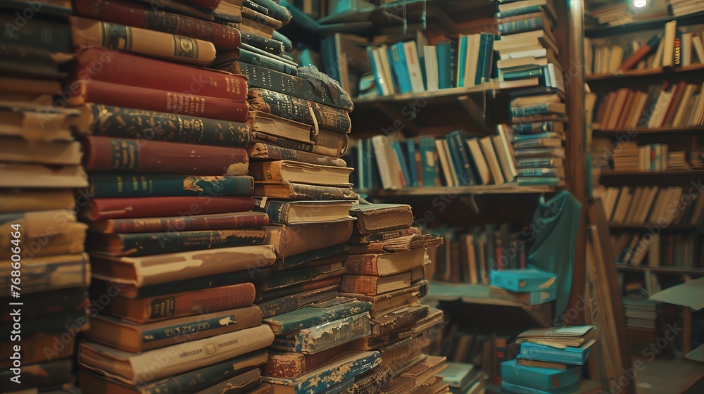 Shelves laden with old books bear witness to the stories and knowledge passed down through generations Shelves laden with old books bear witness to the stories and knowledge passed down through generations