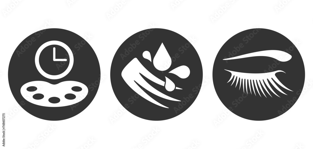 Icons set - mascara properties in flat style Icons set - mascara properties in flat style