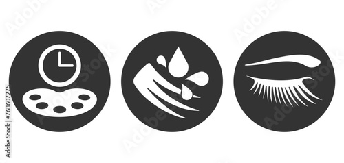 Icons set - mascara properties in flat style