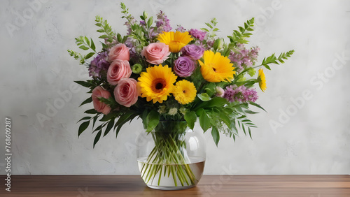 Wallpaper Mural a beautiful chic bouquet of flowers in a vase on a light white background Torontodigital.ca