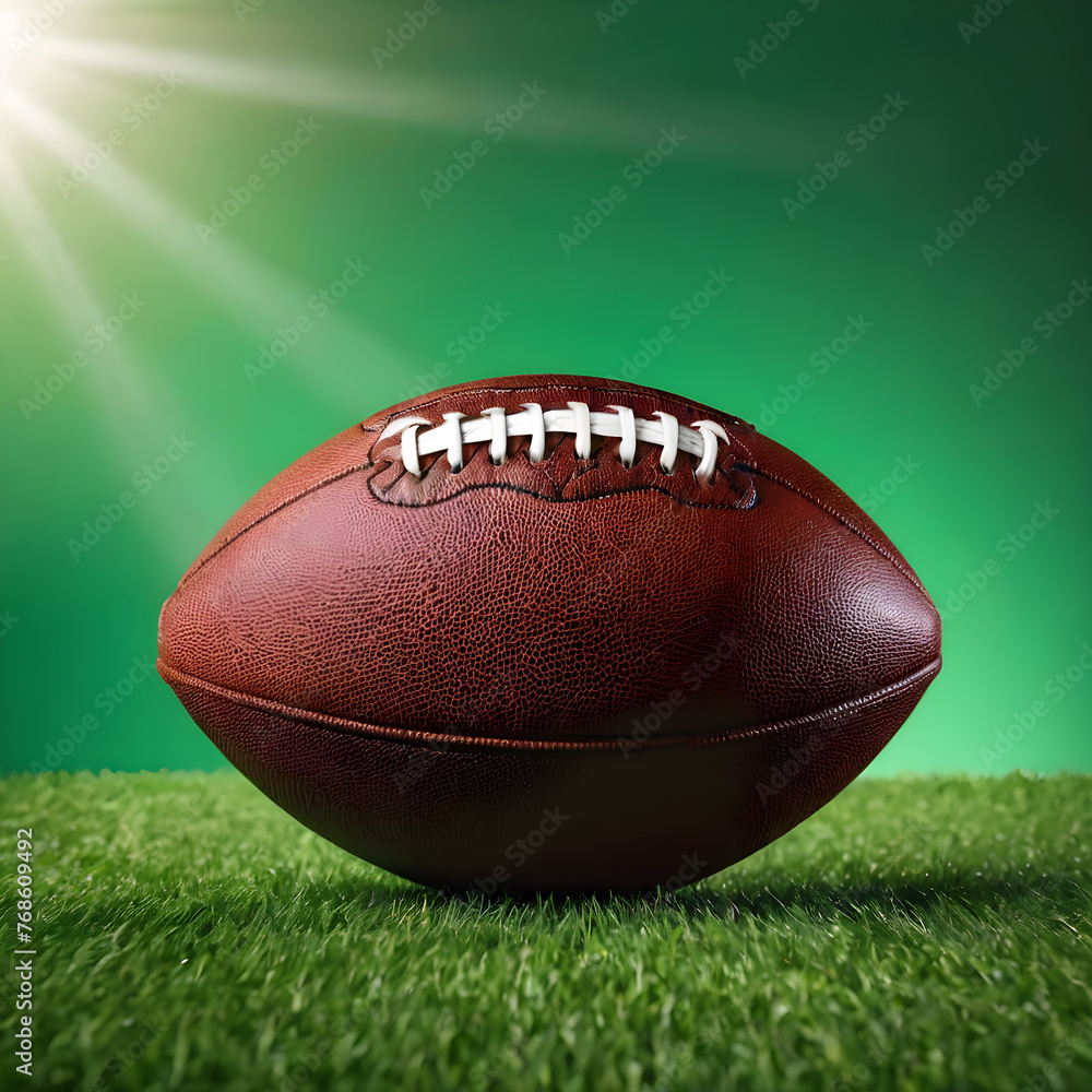an American football ball on a green background an American football ball on a green background