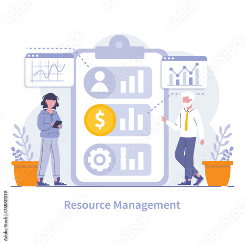 Strategic Management and Finance concept. Flat vector illustration.