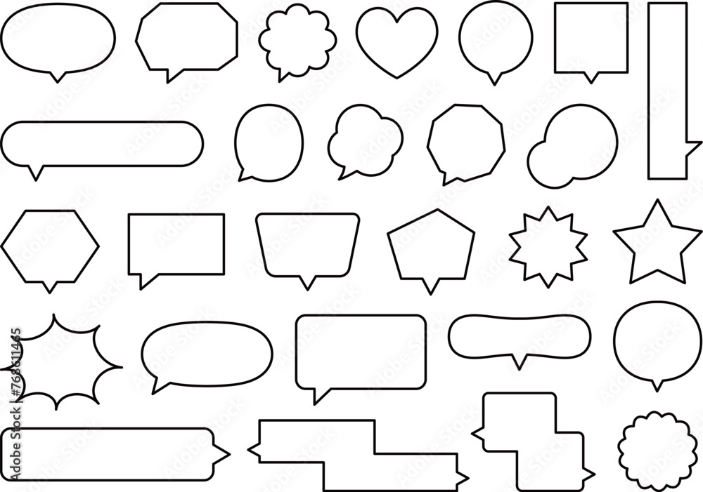 Fototapeta premium シンプルな線の吹き出しセット
