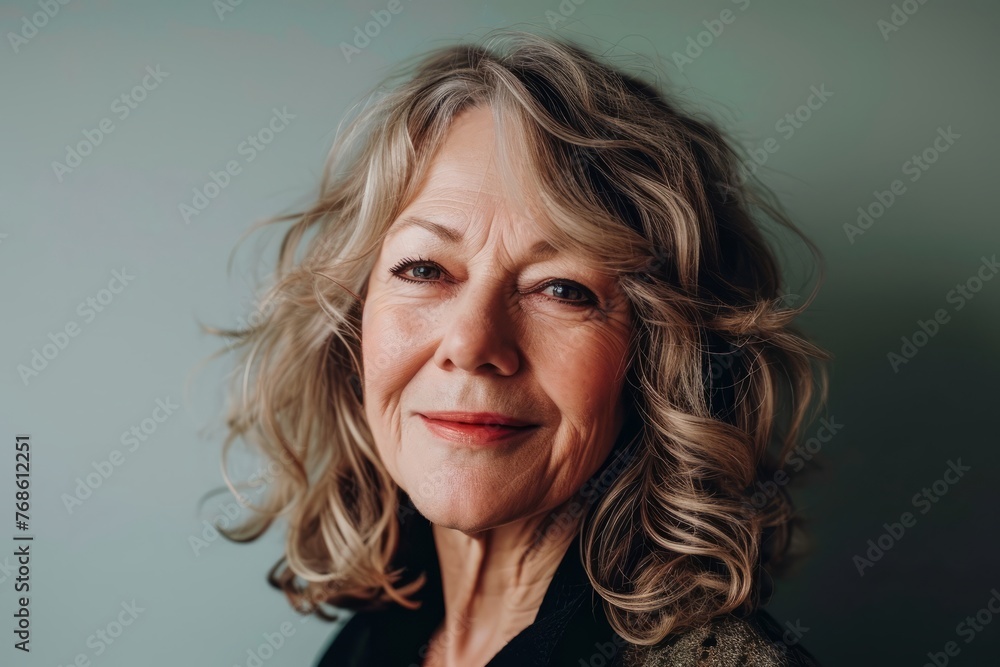 Portrait of a beautiful senior woman with short wavy hair. Portrait of a beautiful senior woman with short wavy hair.