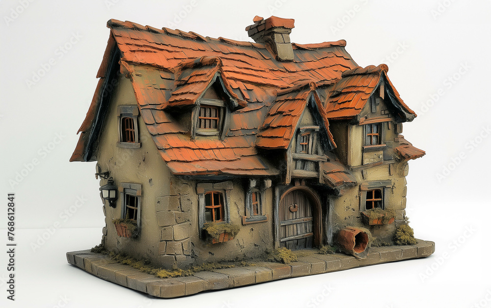 Terracotta house model, simulating the style of a country house. Terracotta house model, simulating the style of a country house.