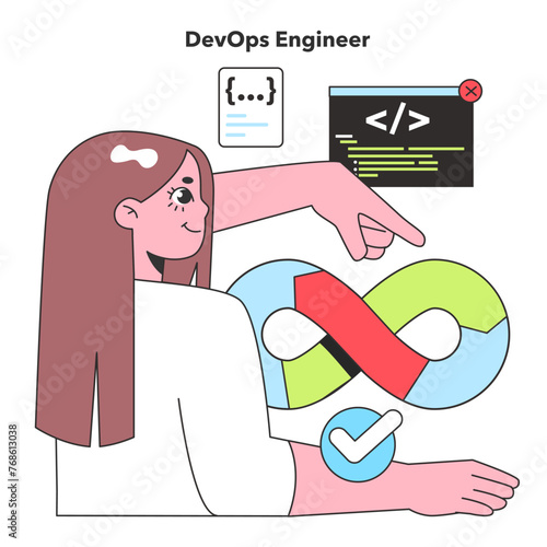 A DevOps Engineer integrates development and operations, illustrating the seamless synergy between coding and system management in IT.