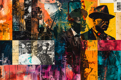 Wallpaper Mural Collage coloré avec silhouettes Torontodigital.ca