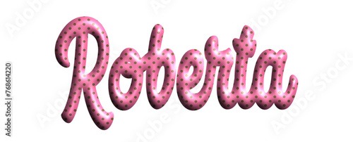 Roberta - pink color with dots, fabric style -name - three-dimensional effect tubular writing - Vector graphics - Word for greetings, banners, card, prints, cricut, silhouette, sublimation photo
