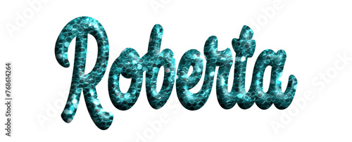 Roberta - light blue color glitter, fabric style -name - three-dimensional effect tubular writing - Vector graphics - Word for greetings, banners, card, prints, cricut, silhouette, sublimation