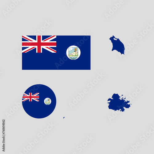 Antigua and Barbuda 1956 national map and flag vectors set....