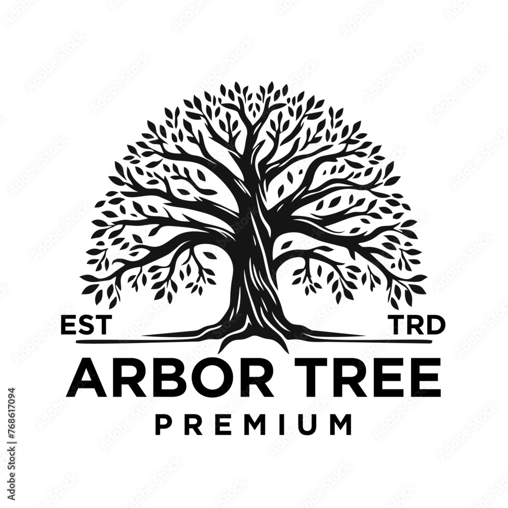old Arbor tree logo mark design. Organic nature icon. Natural plant ...