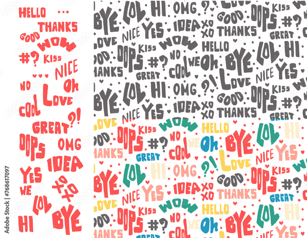 Seamless pattern with speech bubbles with the word hello in different languages. Message boxes. Diversity of opinions in the crowd. Symbolic discussion Seamless pattern with speech bubbles with the word hello in different languages. Message boxes. Diversity of opinions in the crowd. Symbolic discussion