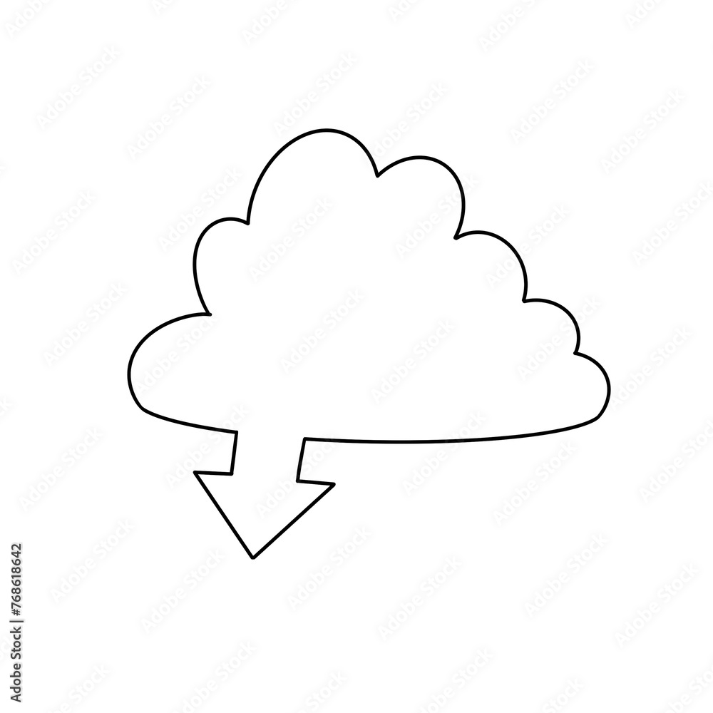 A cloud with a downward arrow pointing to it A cloud with a downward arrow pointing to it