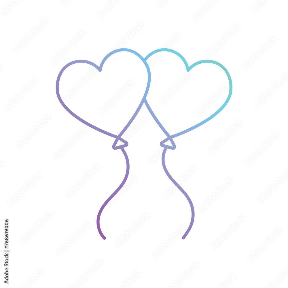 Gradient Color Love Balloons vector icon