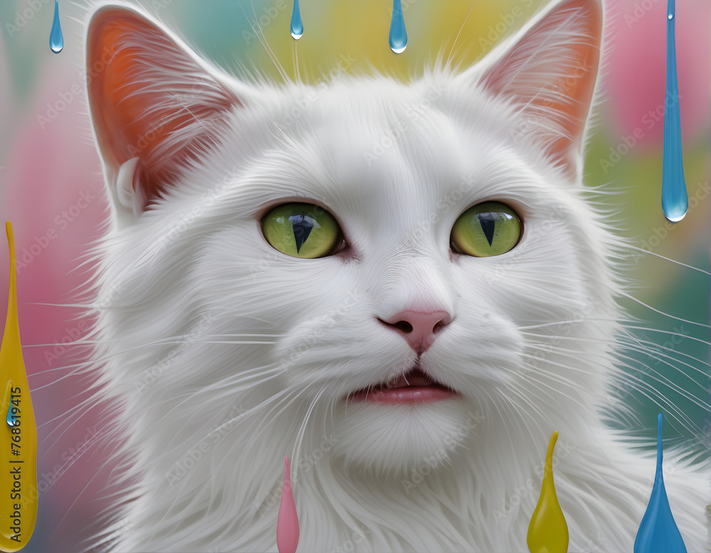 Colorful Cat World: A Vivid Portrait
