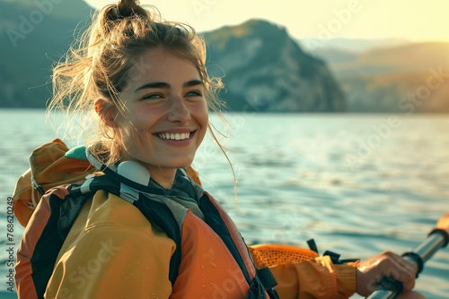 Woman Smiles in Kayak