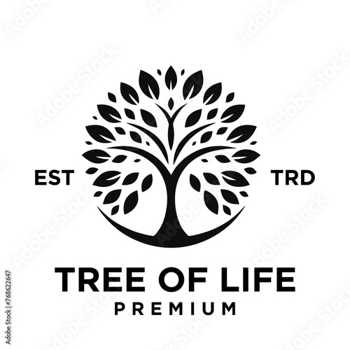 black tree of life icon logo on white background