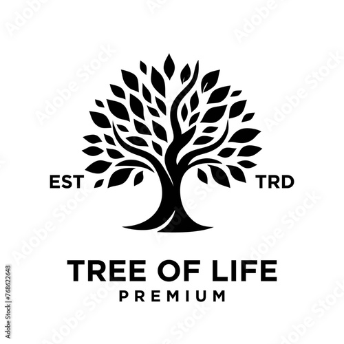 black tree of life icon logo on white background