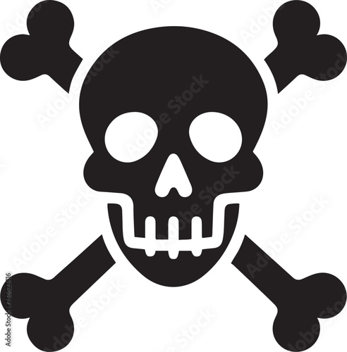 Crossbones and skull death flat vector icon for danger or warning on white background. Roger symbol for apps and games