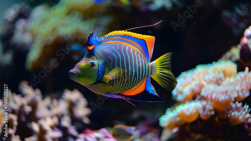 Tropical fish on the coral reef. World Oceans Day or World Oceans Day.