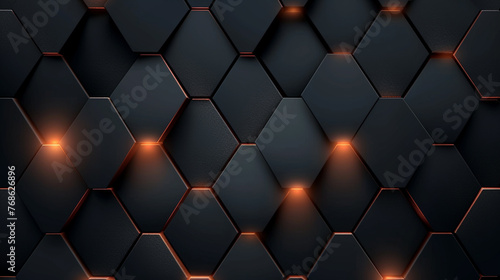 Hexagonal abstract metal background with light. Generative Ai